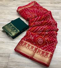 Load image into Gallery viewer, Semi Georgette Bandhej Sarees