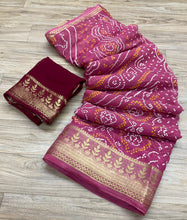 Load image into Gallery viewer, Semi Georgette Bandhej Sarees