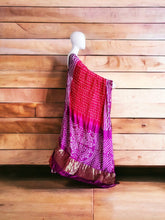 Load image into Gallery viewer, Fusion Store Women&#39;s Handmade Bandhani Silk Saree with unstitched Blouse Piece
