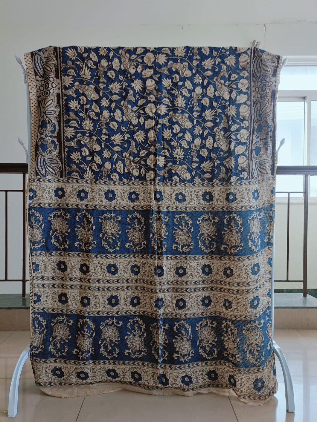Pure Kota Cotton with hand painted kalamkari Saree