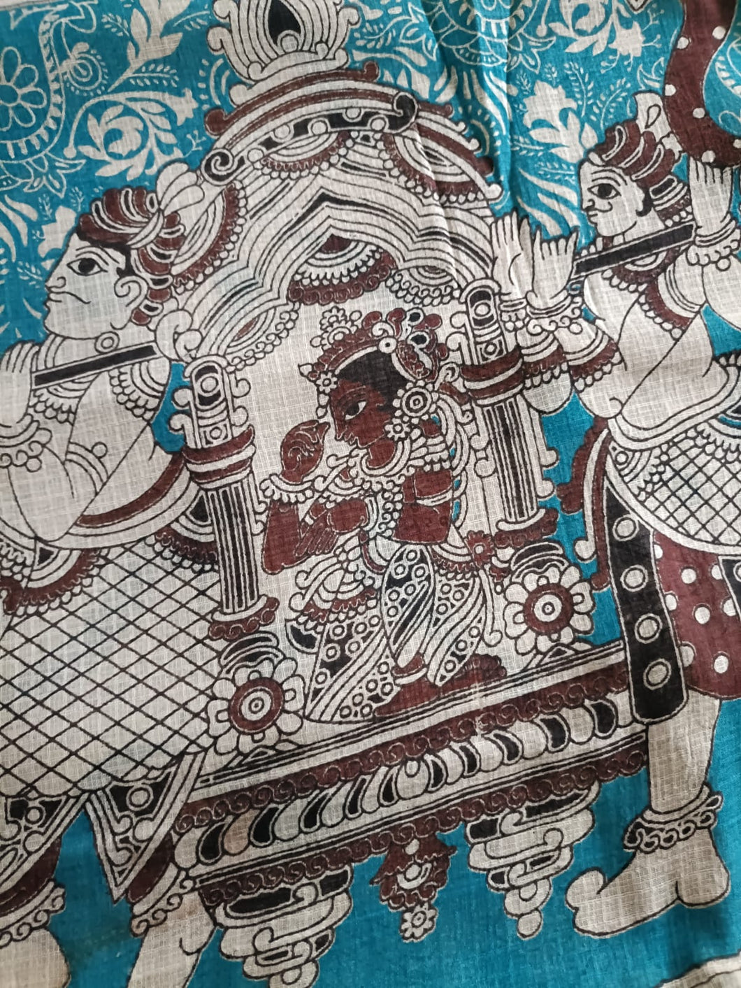 Pure Kota Cotton with hand painted kalamkari Saree