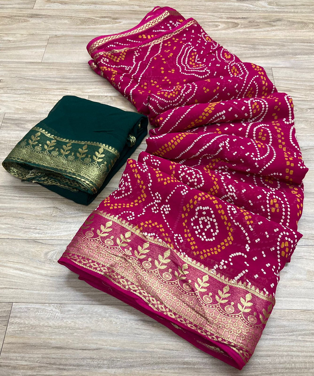 Semi Georgette Bandhej Sarees