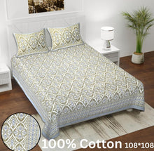 Load image into Gallery viewer, King Size Double Bed Cotton Bedsheet with Pillow Covers
