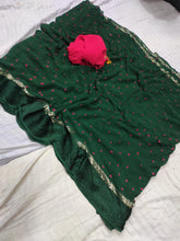 Load image into Gallery viewer, Viscose Georgette Satan Patta Saree
