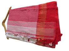 Load image into Gallery viewer, Bengal traditional Red Border White Saree

