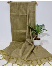 Load image into Gallery viewer, JUTE SILK WITH KANTHA KANTHA DOVI WEAVING DESIGN DRESS MATERIAL
